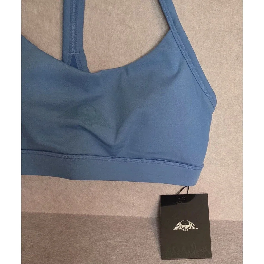 CIVIL REGIME No Tomorrow Women's Sz S Blue Sports Bra Shorts 2 Piece Set NWT